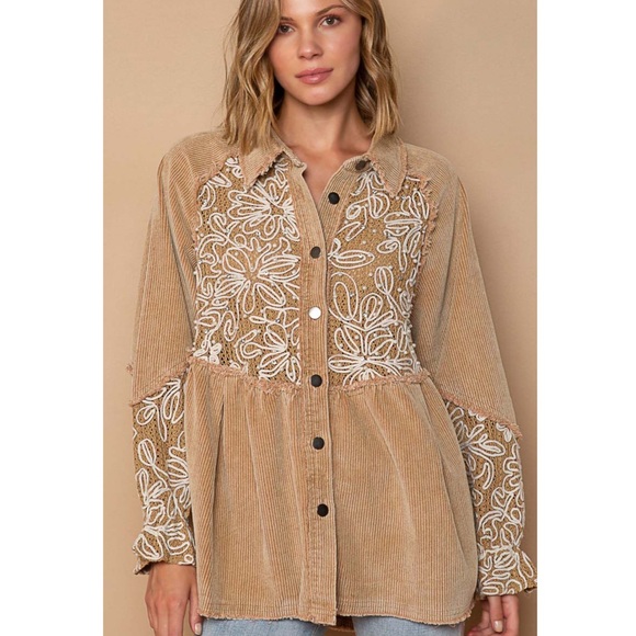 POL Tops - Last 1️⃣. POL. New Beaded Corduroy Shacket.